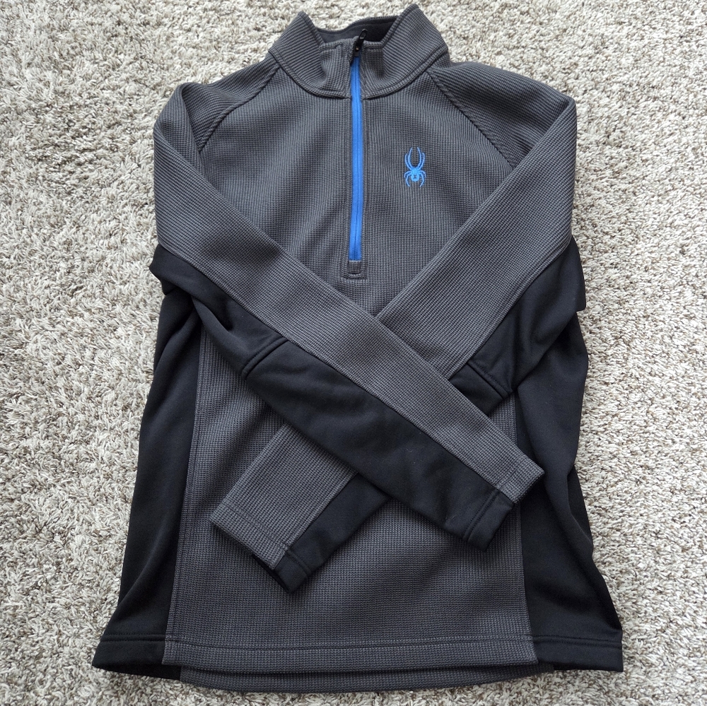 Spyder Men's Charcoal and Black Zip-Up Sweater